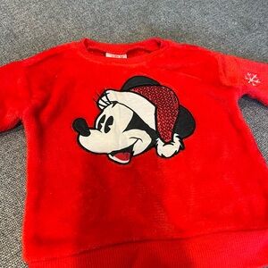 Disney Red Kids Sweatshirt with Minnie Mouse Holiday Design